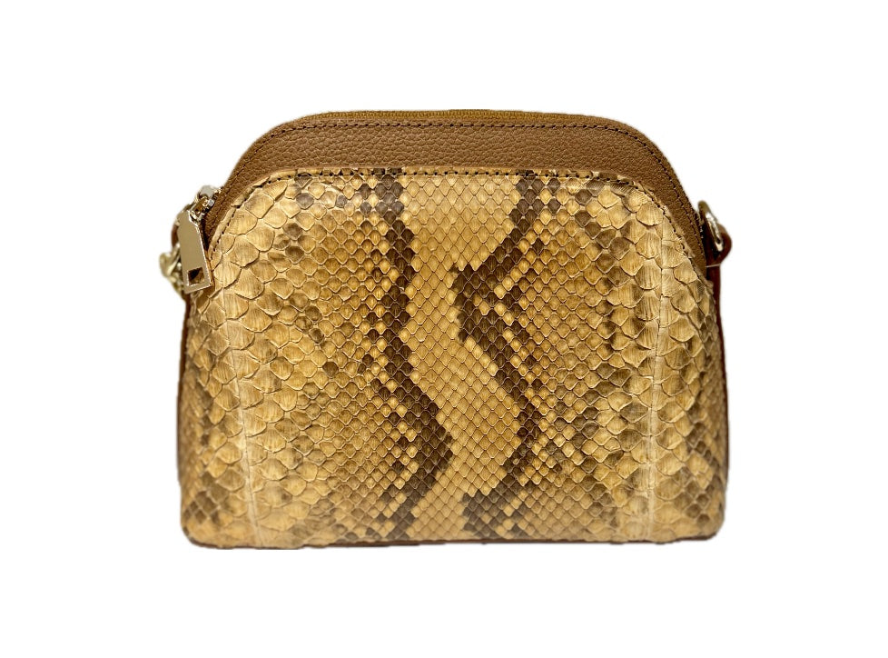 TESTALEONE Luxury Crossbody Bag. Cognac python