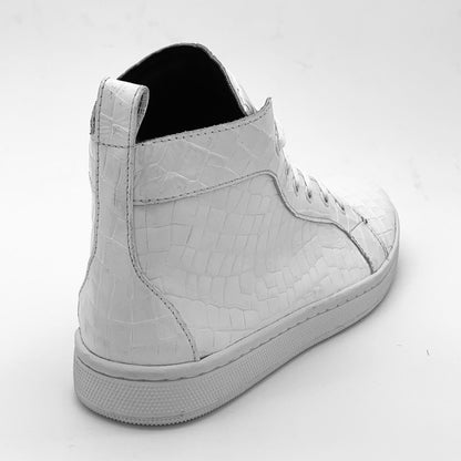 LAMBO WHITE GATOR PRINT high top sneakers